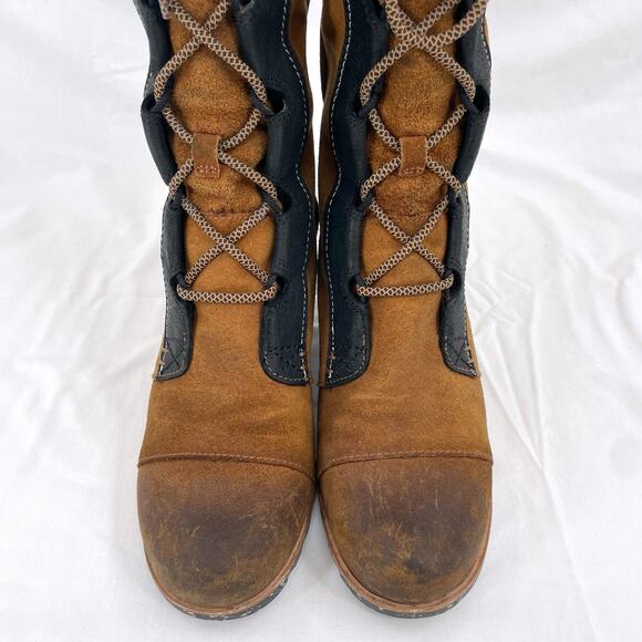 Sorel Cate the Great Elk Black & Tan Knee High Lace Up Suede Boots Size 9 - Picture 6 of 15